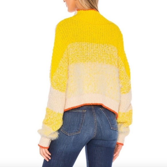 Free People Yellow and Cream Turtleneck Sweater - Picture 7 of 13